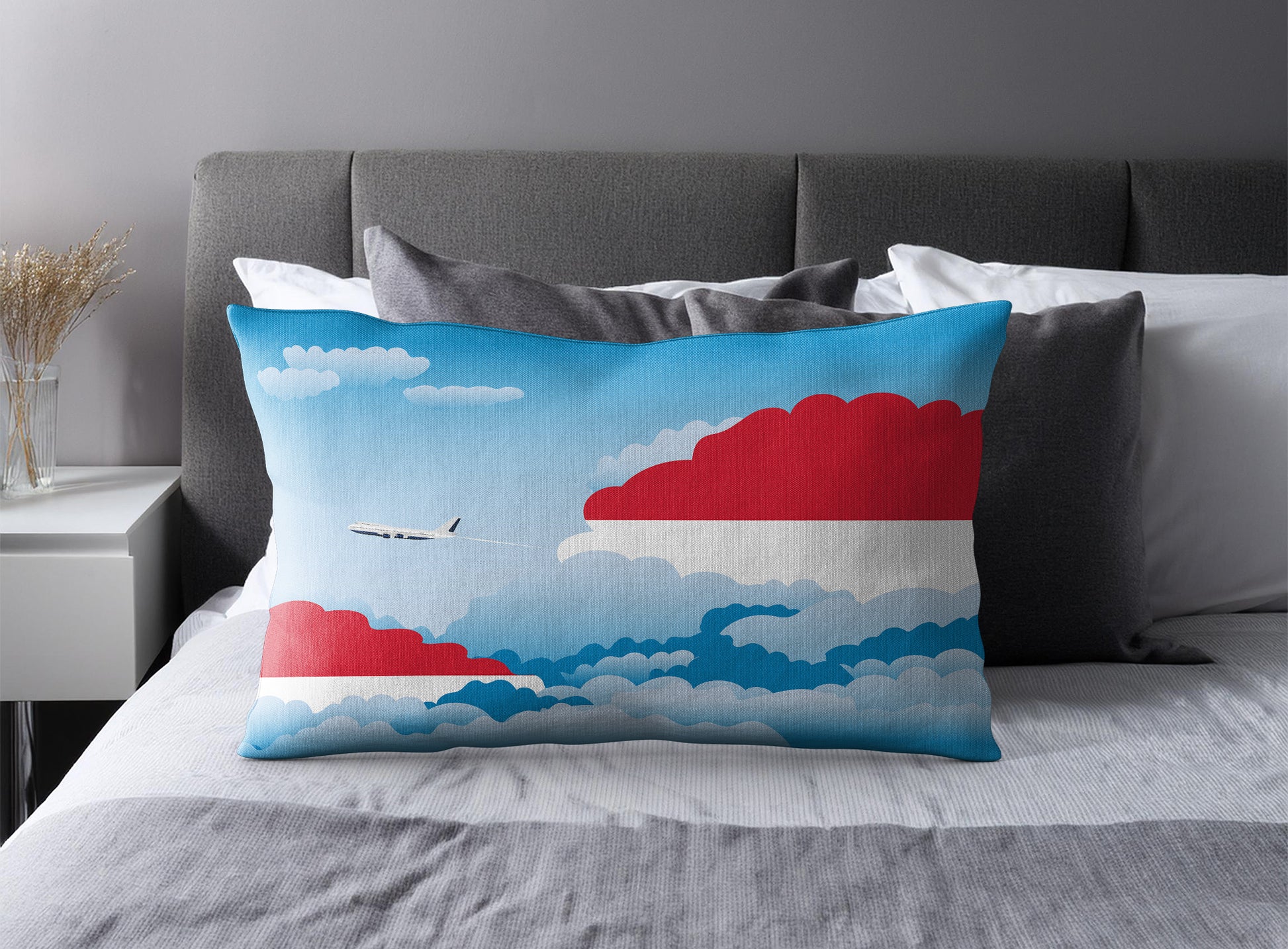 Monaco Day Clouds Pillow Case and Pillow Throw