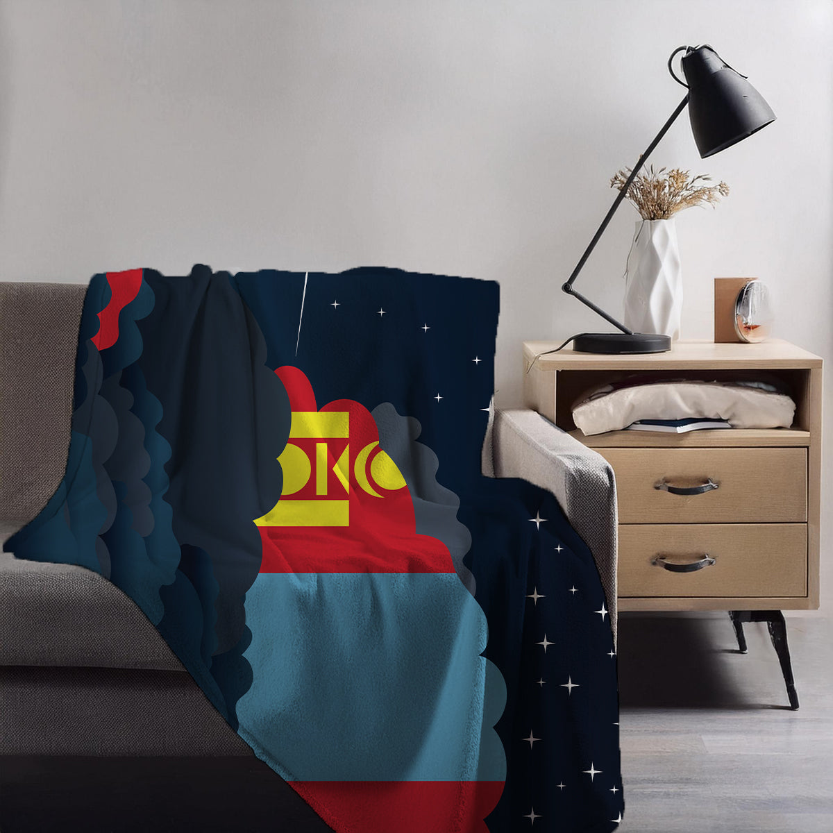 Mongolia Night Clouds Blankets & Throws | Premium Soft Blankets | City Posters Plus