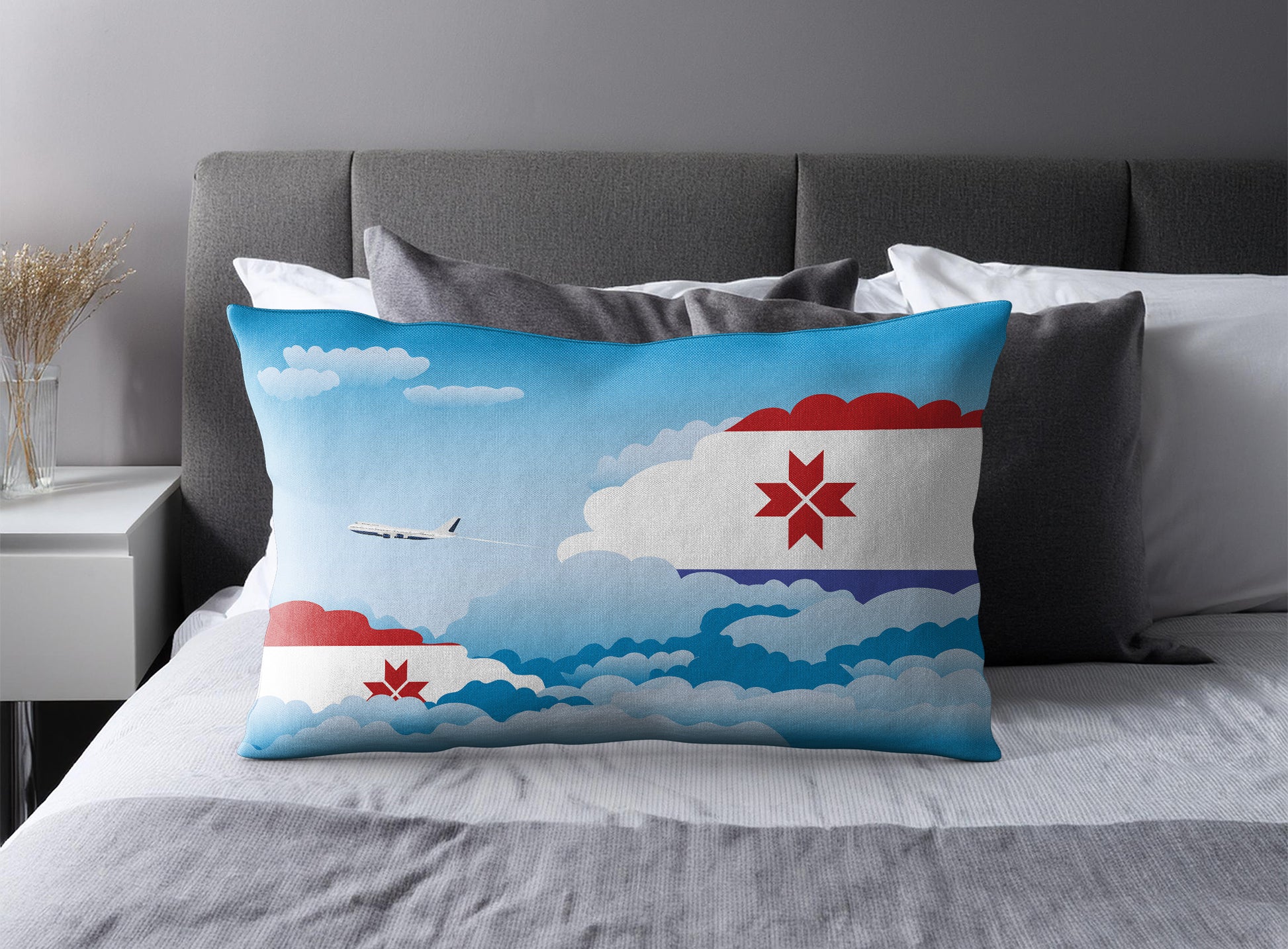 Mordovia World Airplane Day Clouds Square & Rectangle Pillow Cases | Aviation Decorative Pillow Covers