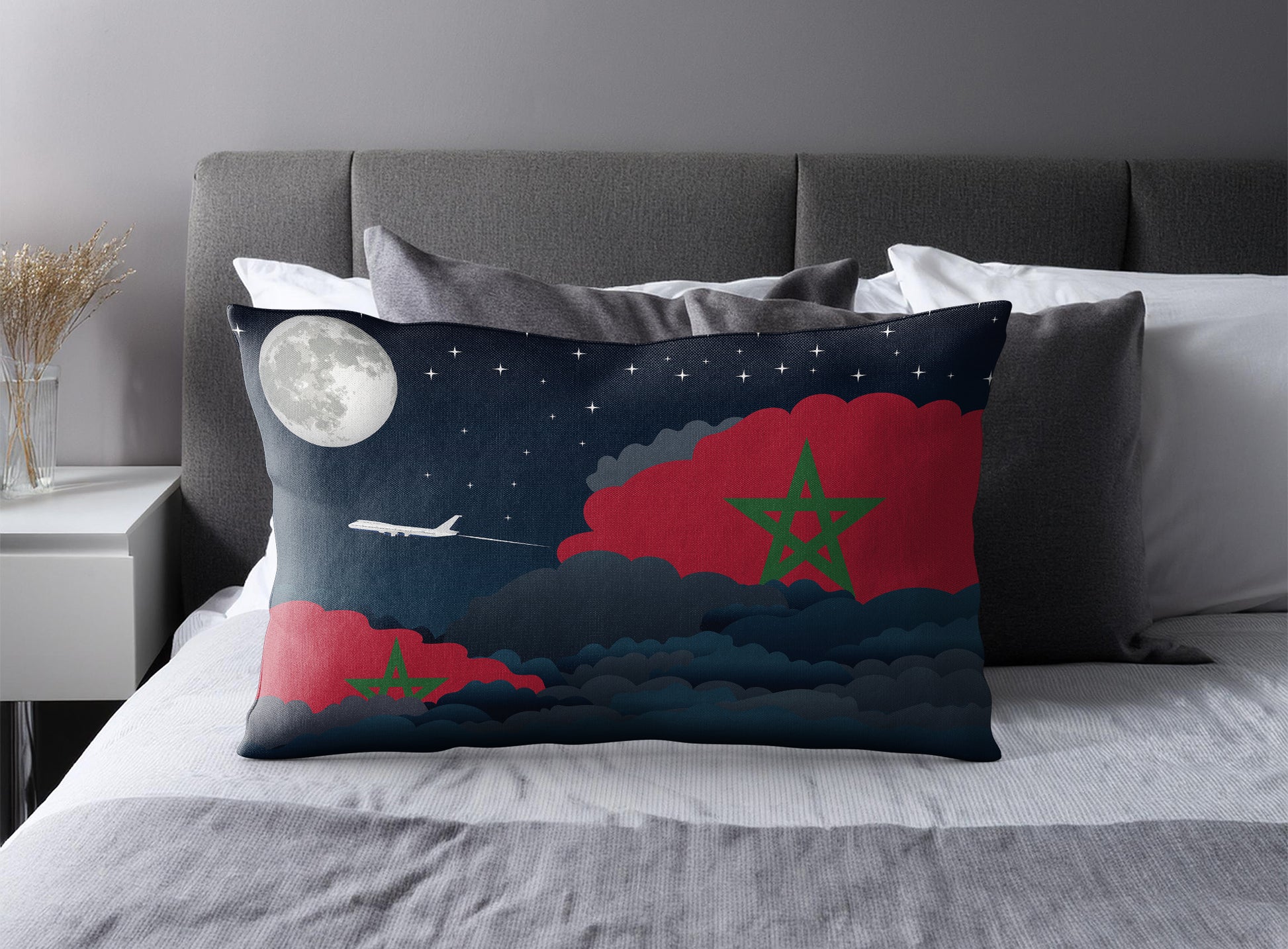Morocco Night Clouds Pillow Case and Pillow Throw