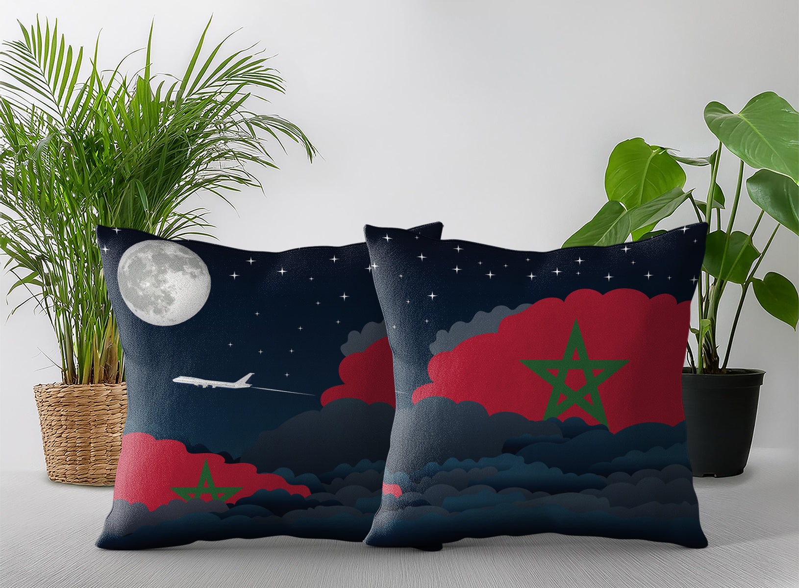Morocco Night Clouds Pillow Case and Pillow Throw