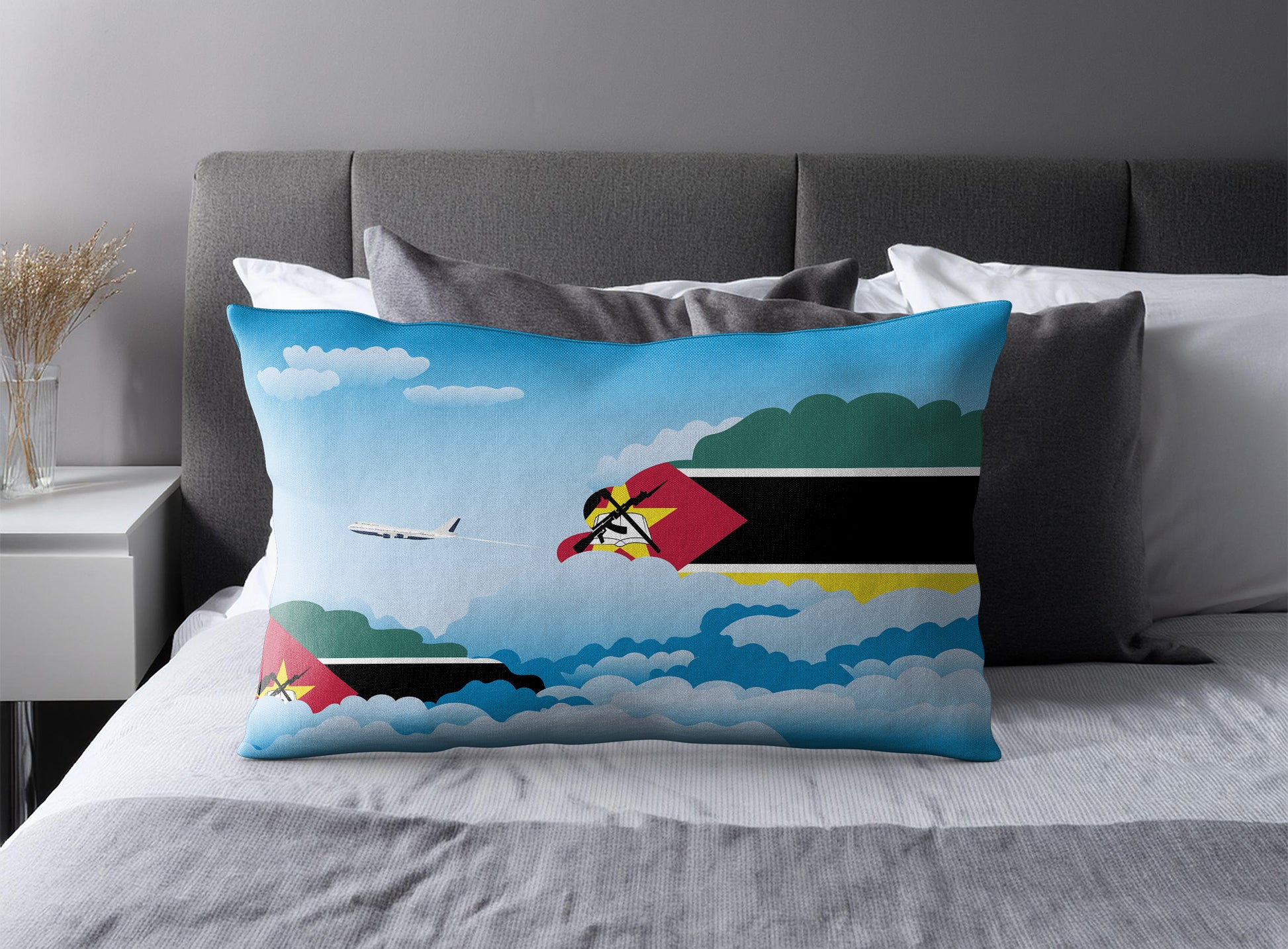 Mozambique World Airplane Day Clouds Square & Rectangle Pillow Cases | Aviation Decorative Pillow Covers