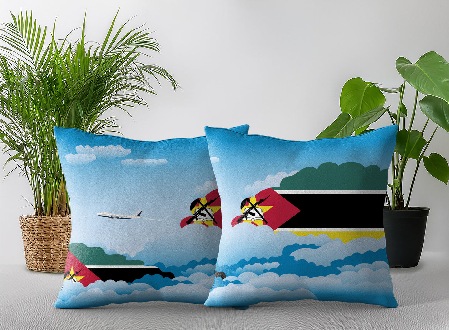 Mozambique World Airplane Day Clouds Square & Rectangle Pillow Cases | Aviation Decorative Pillow Covers