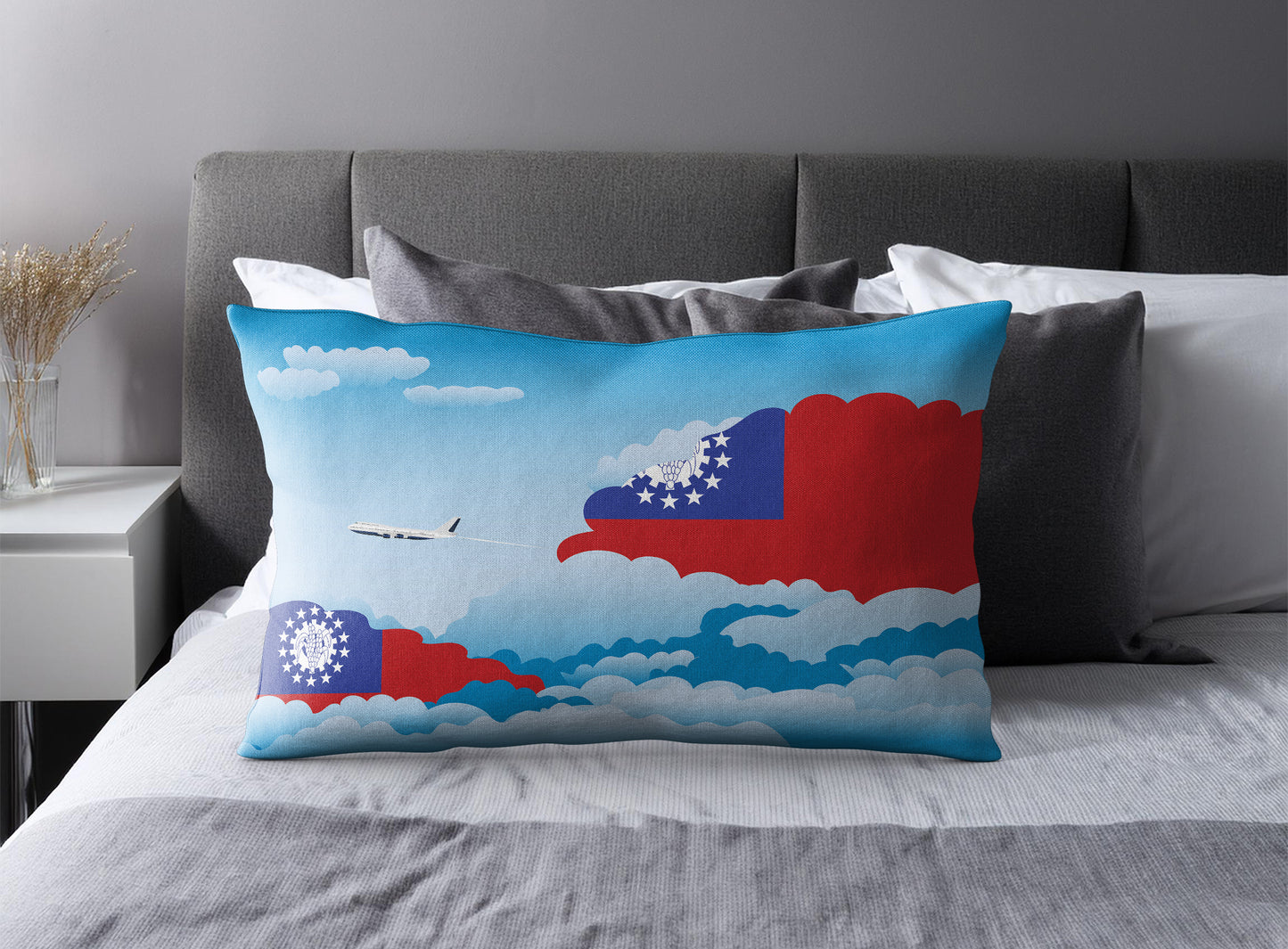 Myanmar Burma Day Clouds Pillow Case and Pillow Throw