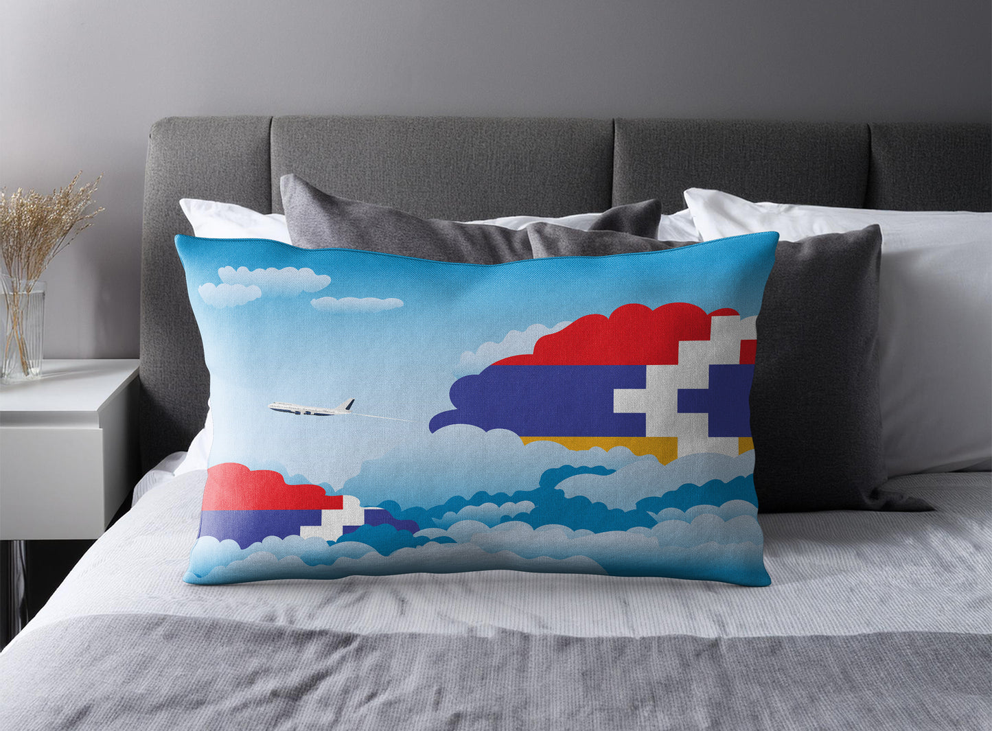 Nagorno Karabakh Republic World Airplane Day Clouds Square & Rectangle Pillow Cases | Aviation Decorative Pillow Covers