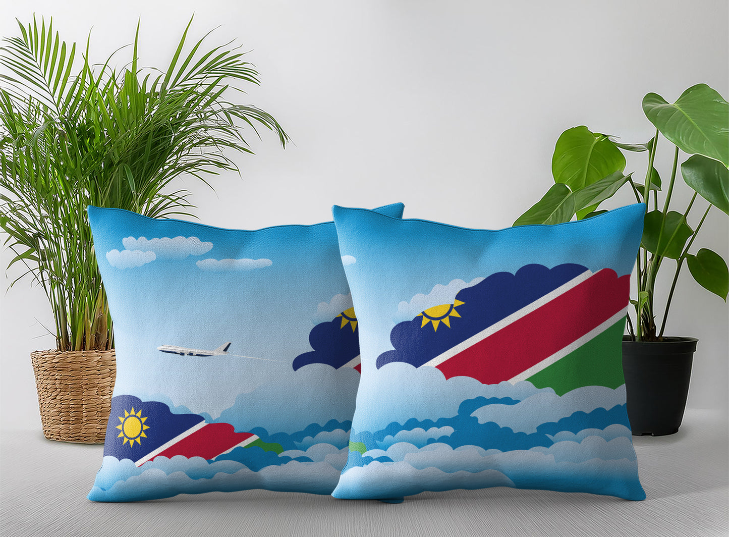 Namibia World Airplane Day Clouds Square & Rectangle Pillow Cases | Aviation Decorative Pillow Covers