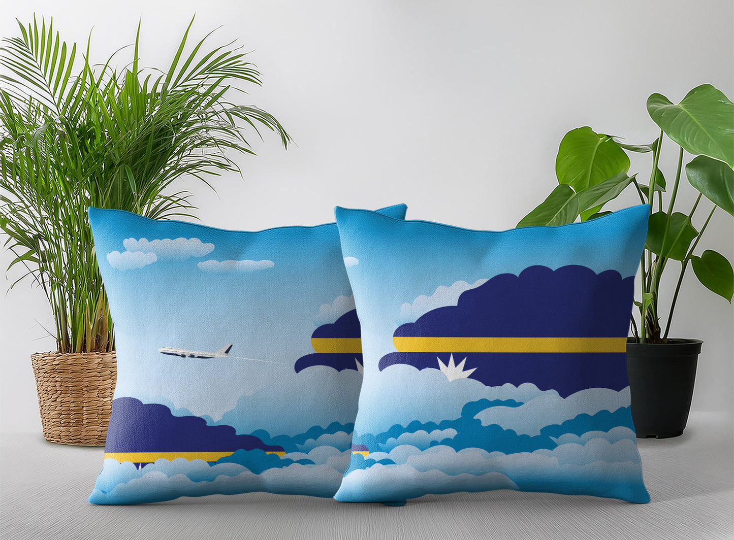 Nauru Day Clouds Pillow Case and Pillow Throw
