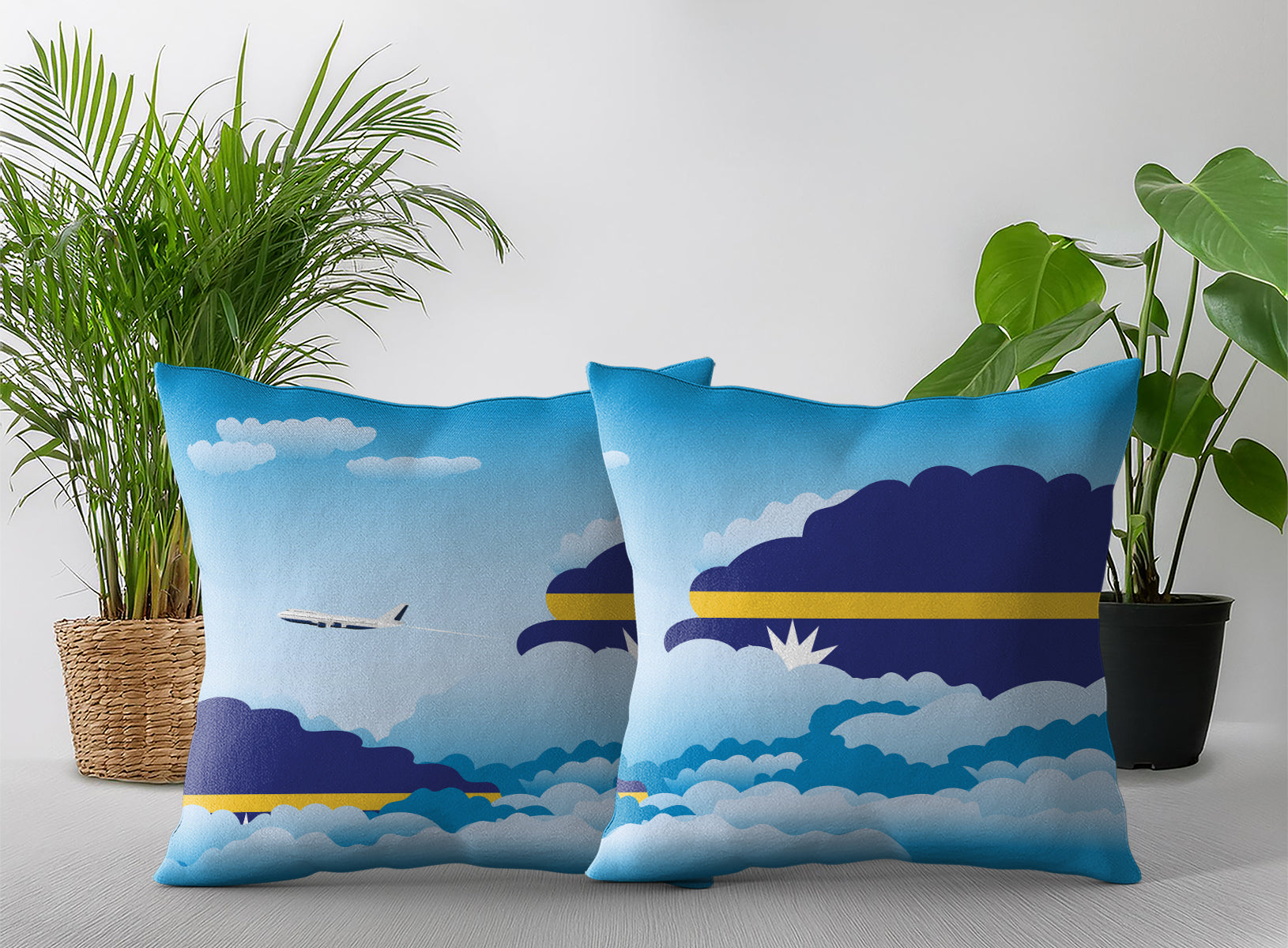 Nauru Day Clouds Pillow Case and Pillow Throw