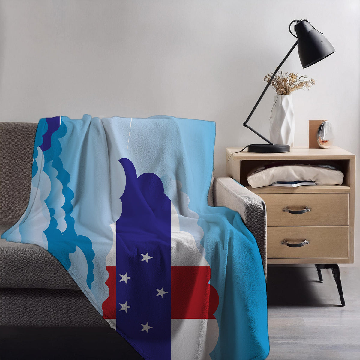 Netherlands Antilles Day Clouds Blankets & Throws | Soft Premium Blankets | City Posters Plus
