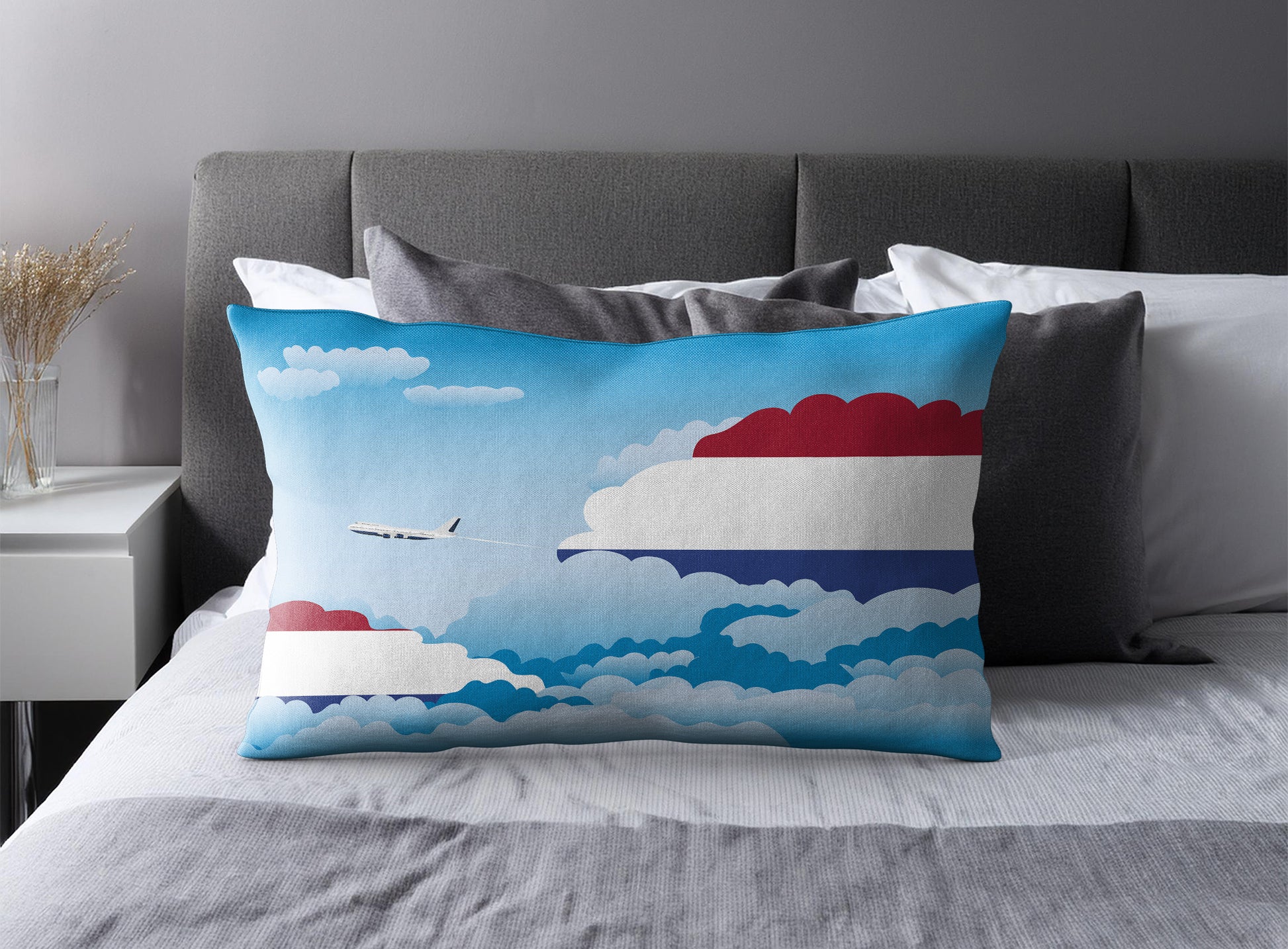 Netherlands World Airplane Day Clouds Square & Rectangle Pillow Cases | Aviation Decorative Pillow Covers