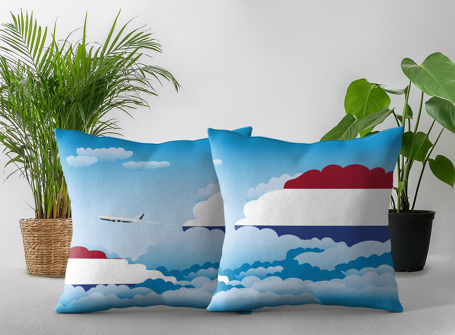 Netherlands World Airplane Day Clouds Square & Rectangle Pillow Cases | Aviation Decorative Pillow Covers