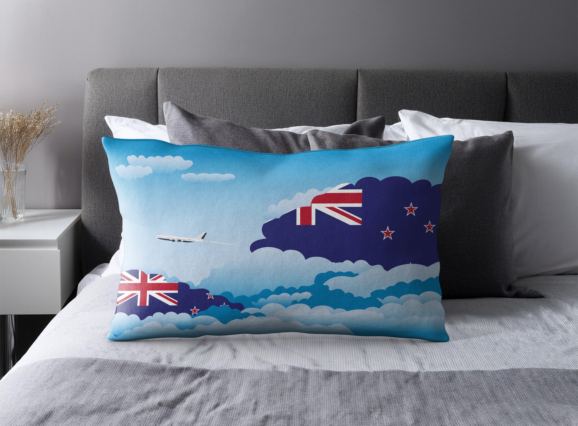 New Zealand World Airplane Day Clouds Square & Rectangle Pillow Cases | Aviation Decorative Pillow Covers