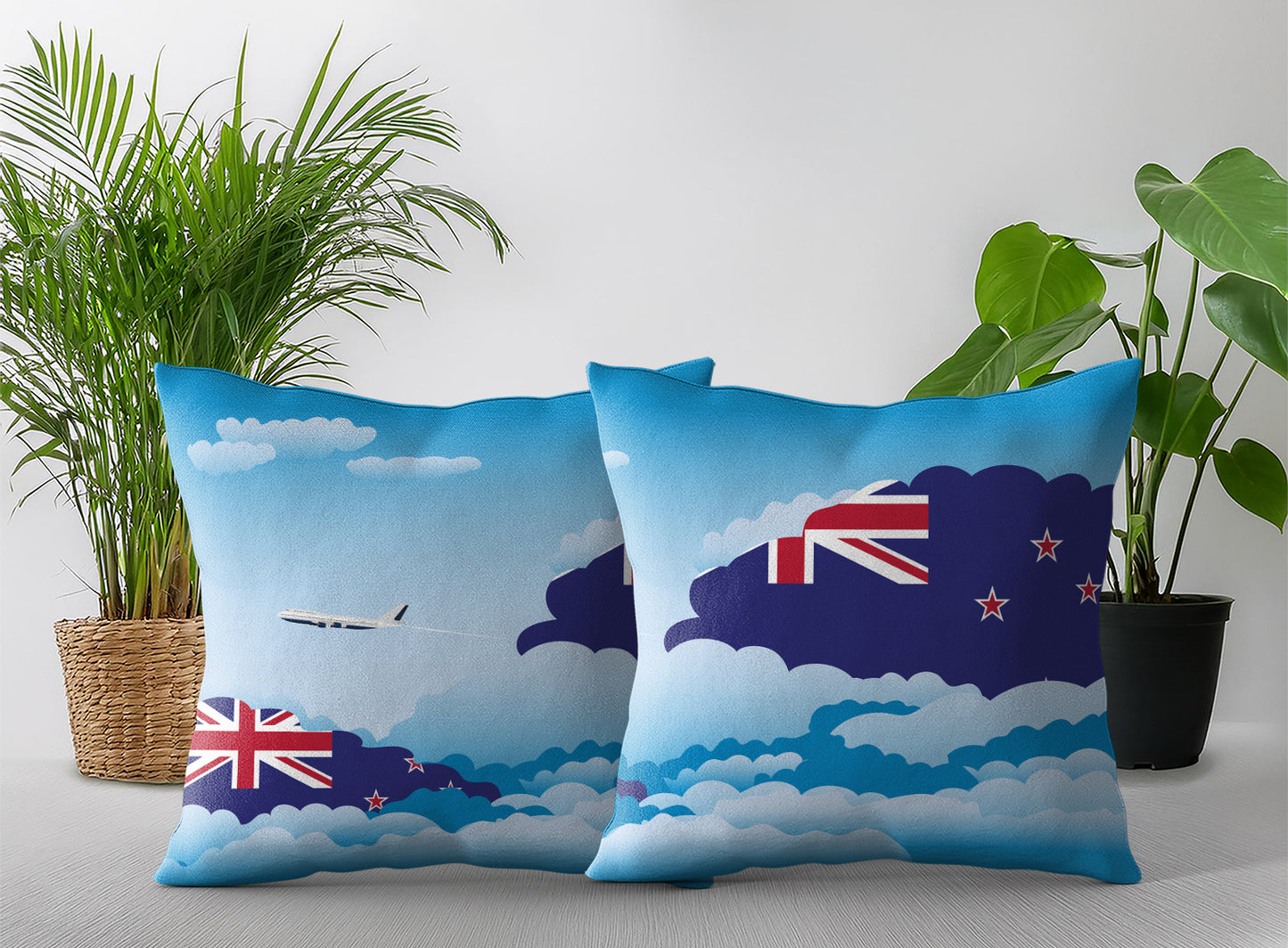 New Zealand World Airplane Day Clouds Square & Rectangle Pillow Cases | Aviation Decorative Pillow Covers