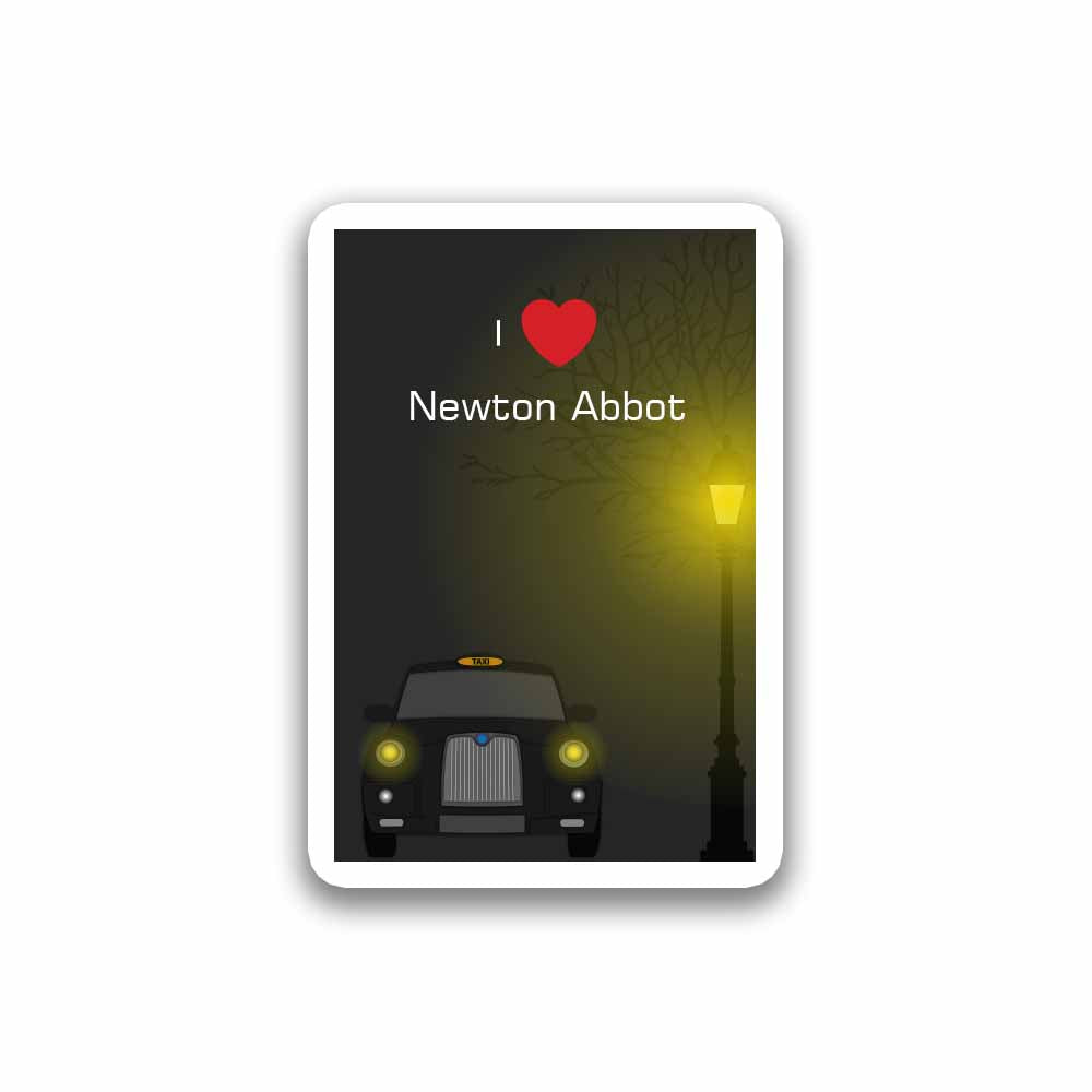 Newton Abbot Taxi Black Fridge Magnet