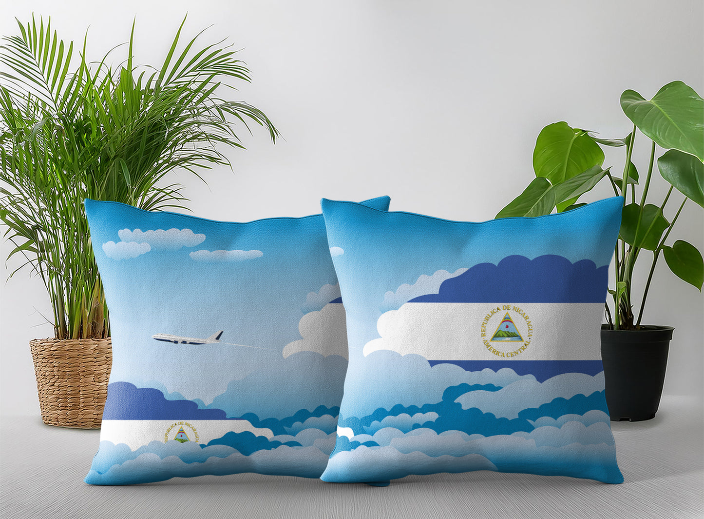 Nicaragua World Airplane Day Clouds Square & Rectangle Pillow Cases | Aviation Decorative Pillow Covers