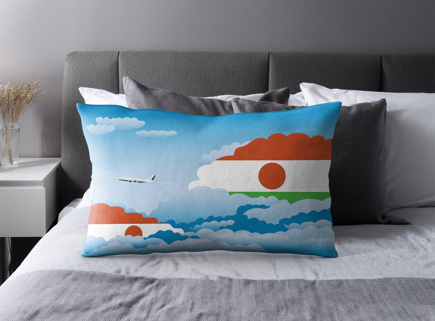 Niger World Airplane Day Clouds Square & Rectangle Pillow Cases | Aviation Decorative Pillow Covers