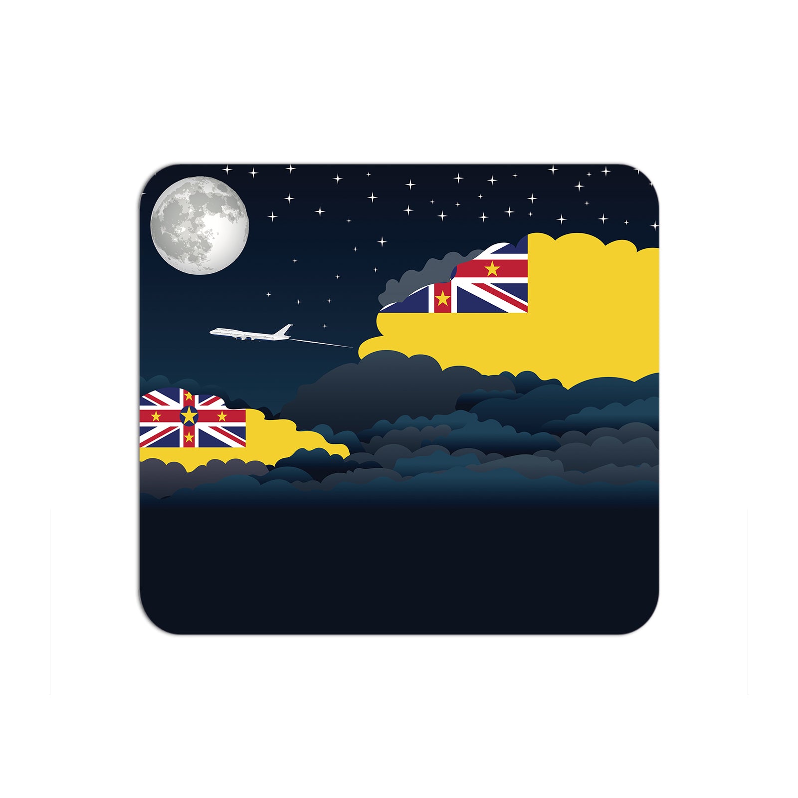 Niue Airplane Airport Flight Night Clouds Mousepad 