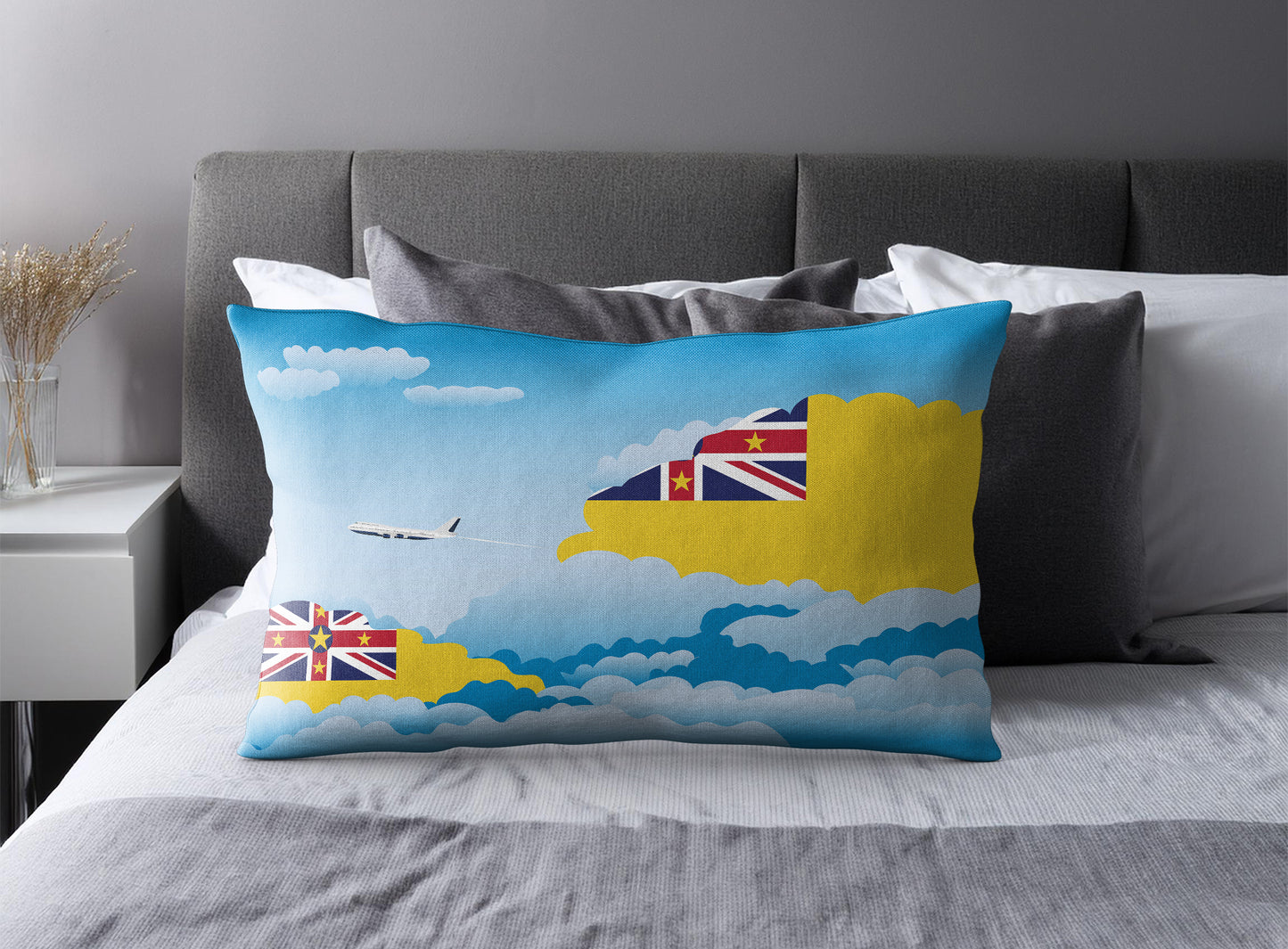 Niue Day Clouds Pillow Case and Pillow Throw