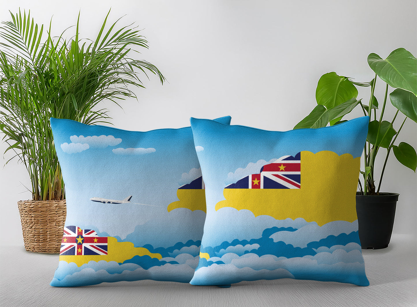 Niue Day Clouds Pillow Case and Pillow Throw