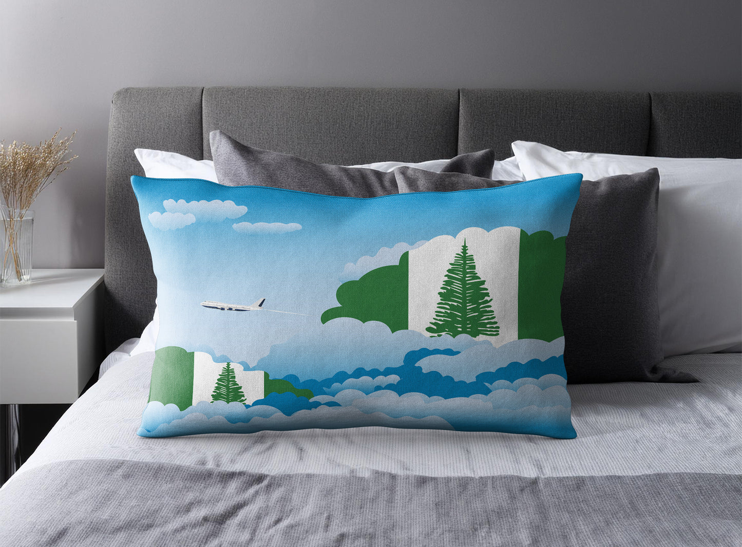 Norfolk Island World Airplane Day Clouds Square & Rectangle Pillow Cases | Aviation Decorative Pillow Covers