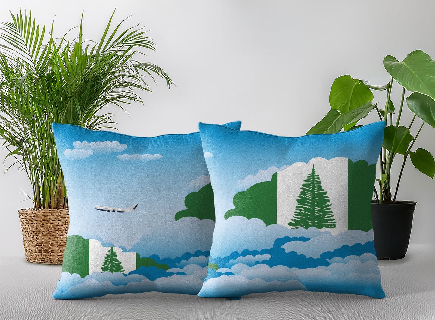 Norfolk Island World Airplane Day Clouds Square & Rectangle Pillow Cases | Aviation Decorative Pillow Covers