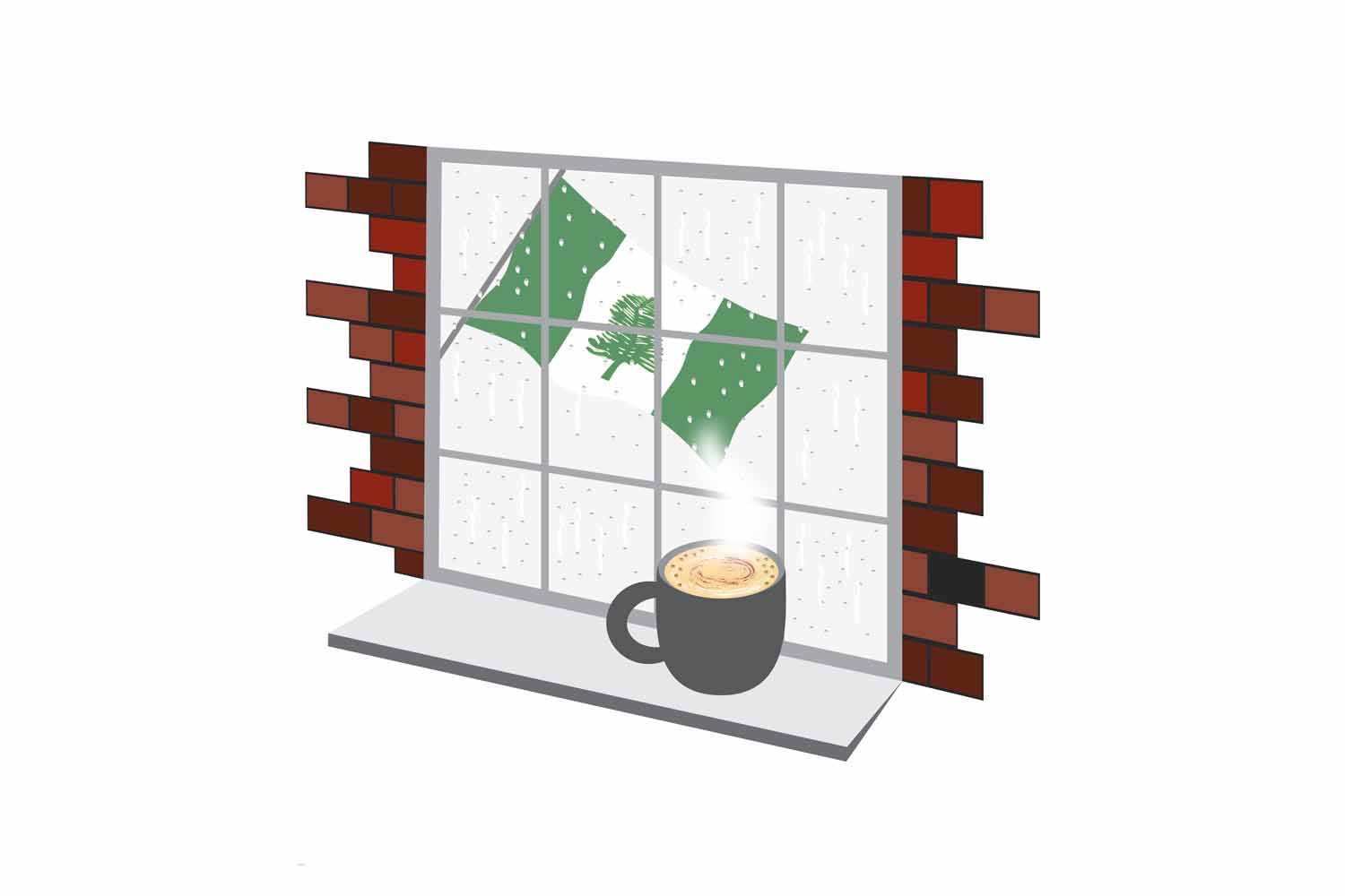 Norfolk Island Coffee Rain Window Fridge Magnet
