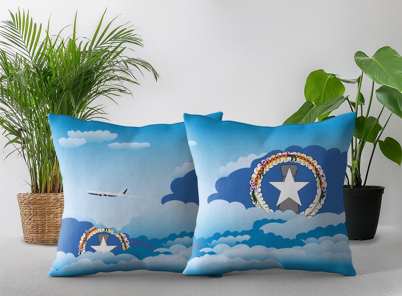 Northern Mariana Islands World Airplane Day Clouds Square & Rectangle Pillow Cases | Aviation Decorative Pillow Covers