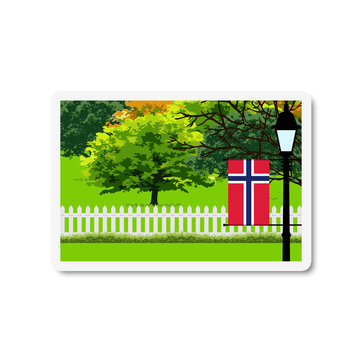 Norway Trees Street Lamp Fridge Magnet
