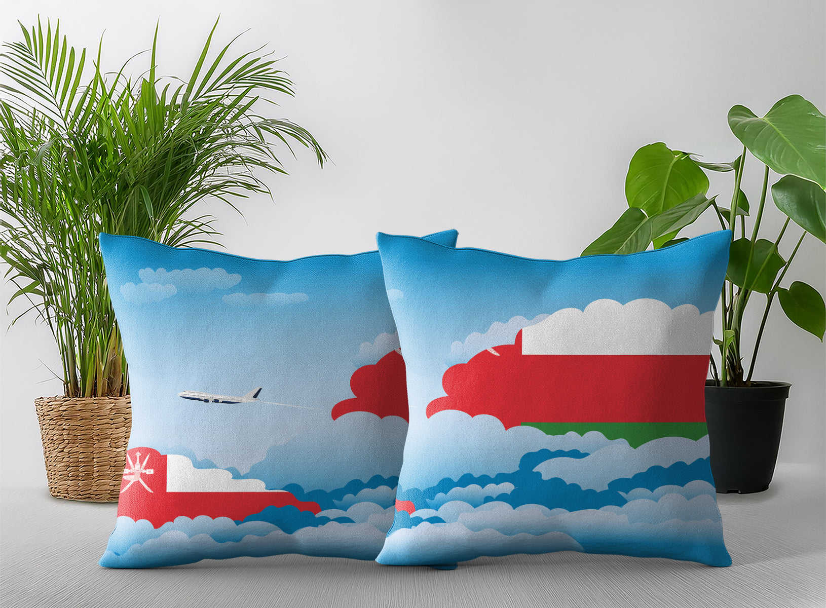 Oman Day Clouds Pillow Case and Pillow Throw