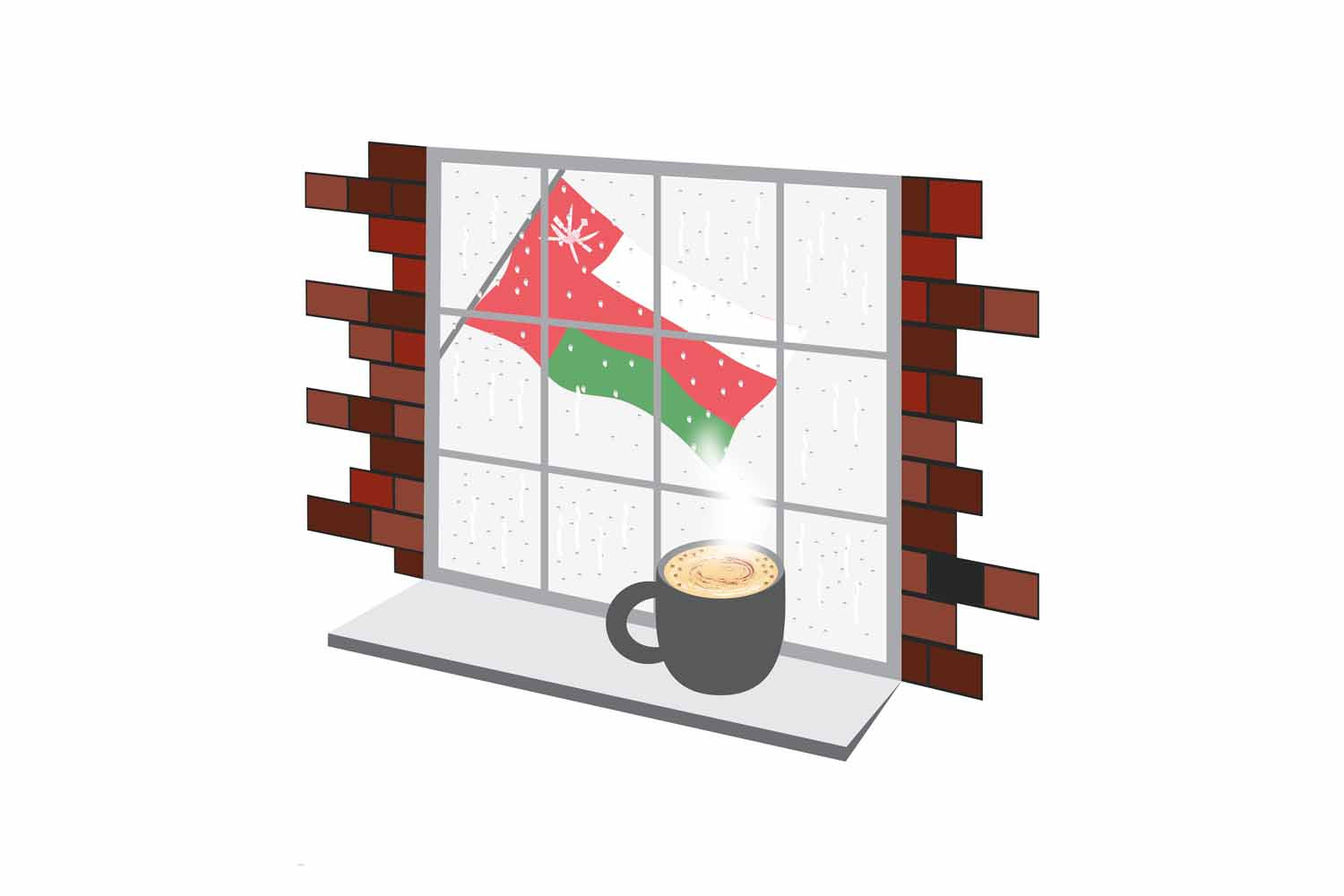 Oman Coffee Rain Window Sticker