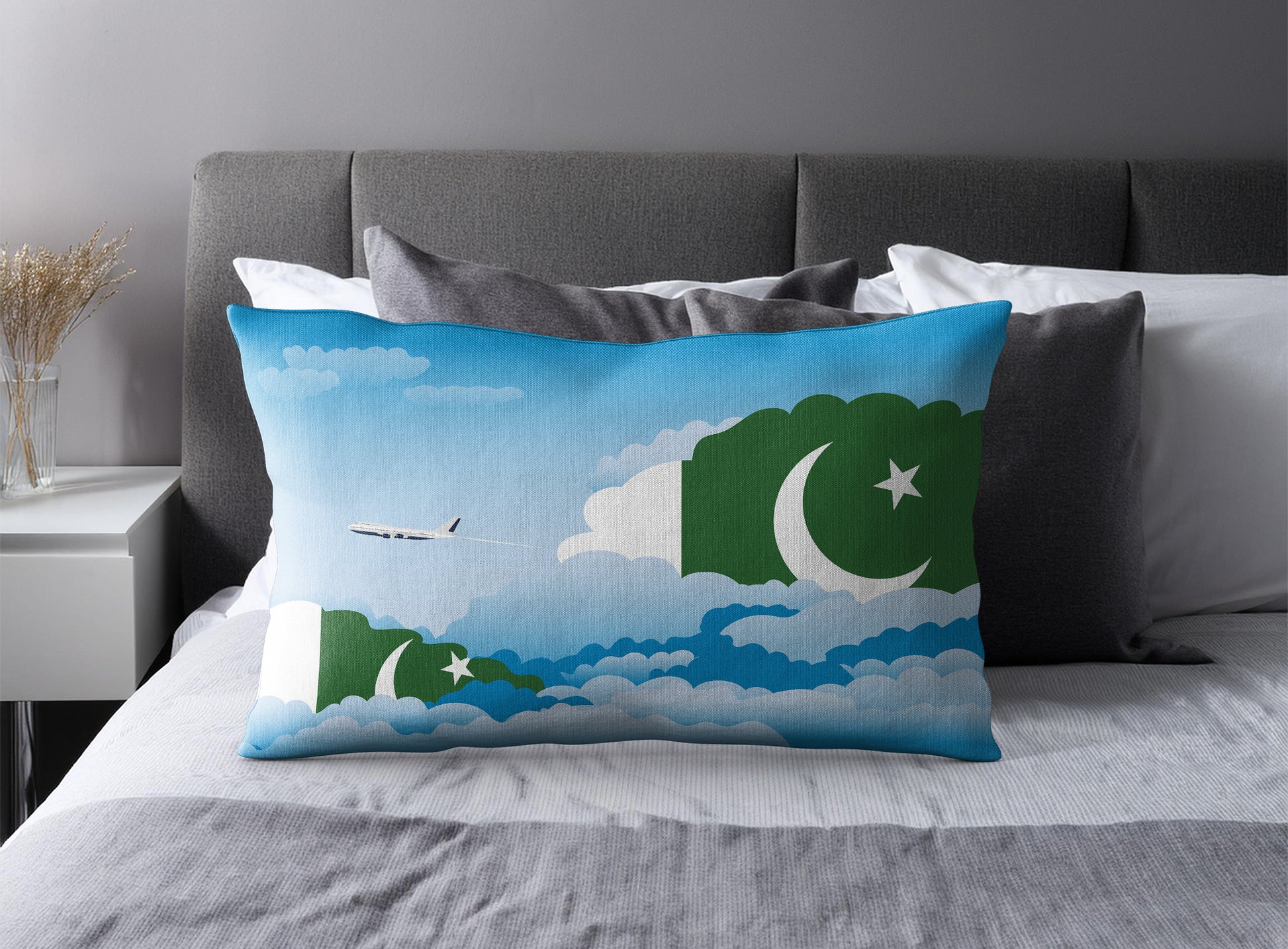 Pakistan World Airplane Day Clouds Square & Rectangle Pillow Cases | Aviation Decorative Pillow Covers