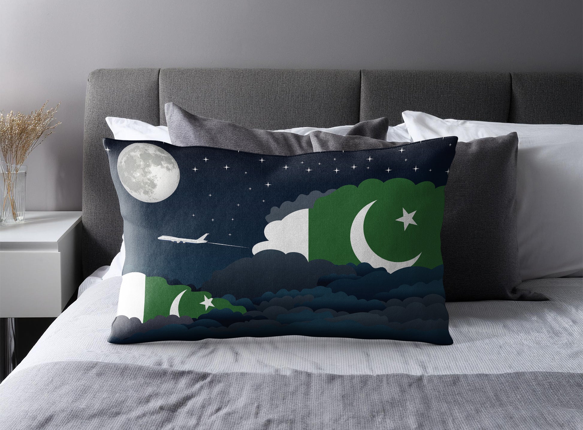 Pakistan Night Clouds Pillow Case and Pillow Throw