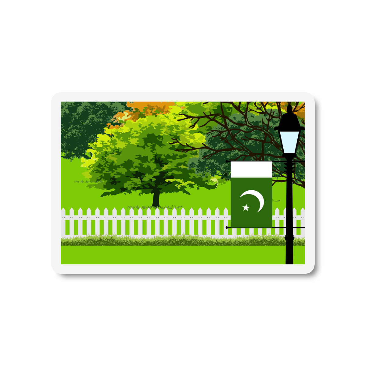 Pakistan Trees Street Lamp Fridge Magnet
