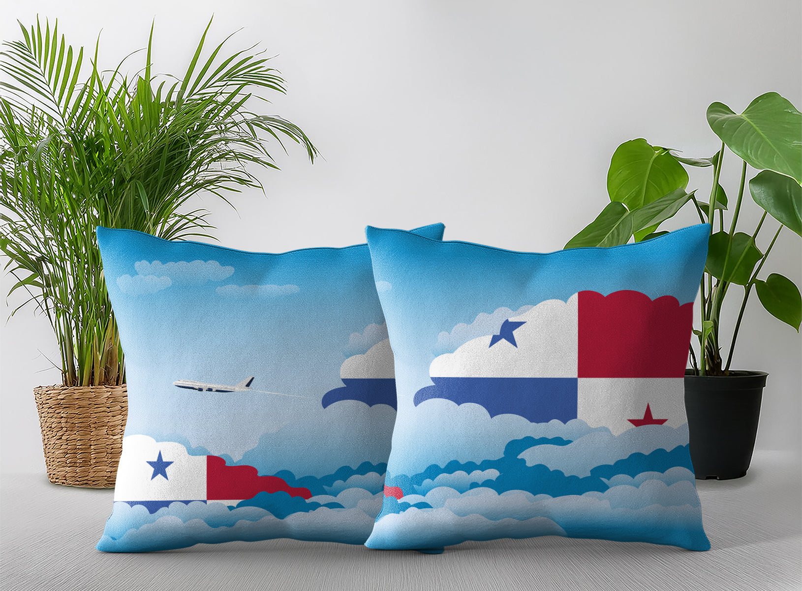 Panama World Airplane Day Clouds Square & Rectangle Pillow Cases | Aviation Decorative Pillow Covers