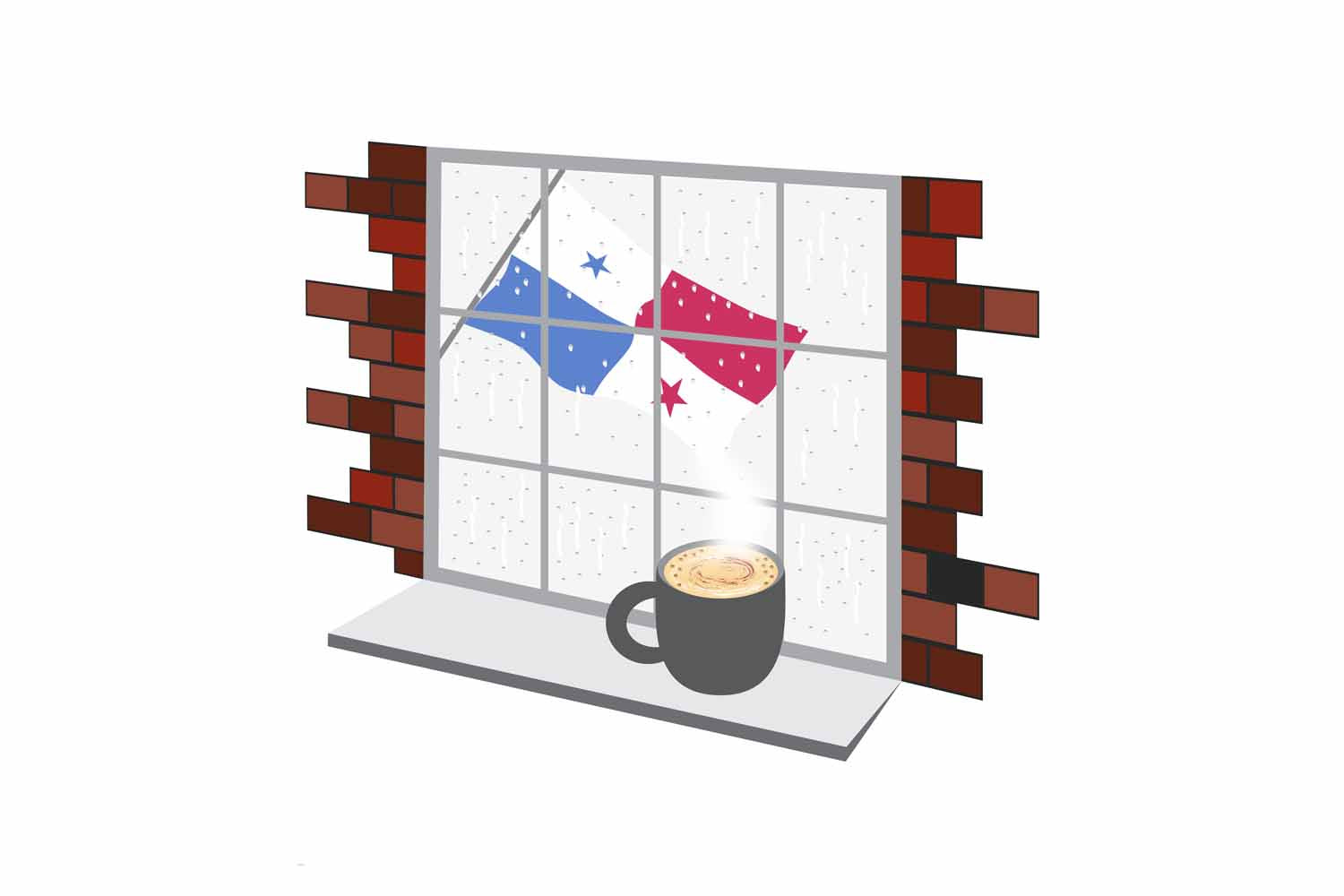 Panama Coffee Rain Window Fridge Magnet