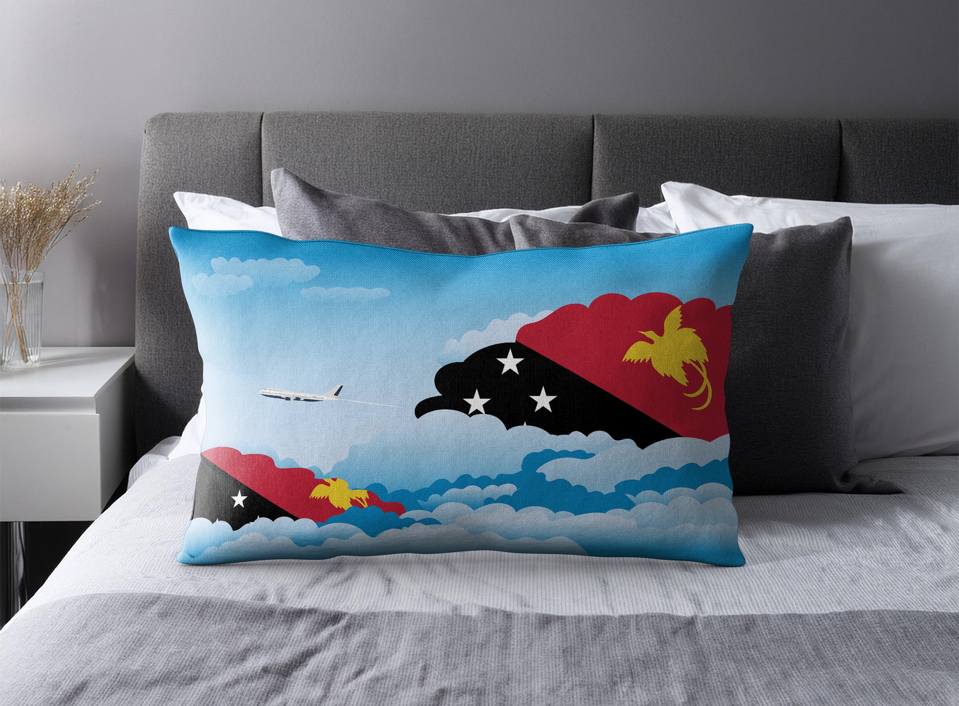 Papua New Guinea Day Clouds Pillow Case and Pillow Throw