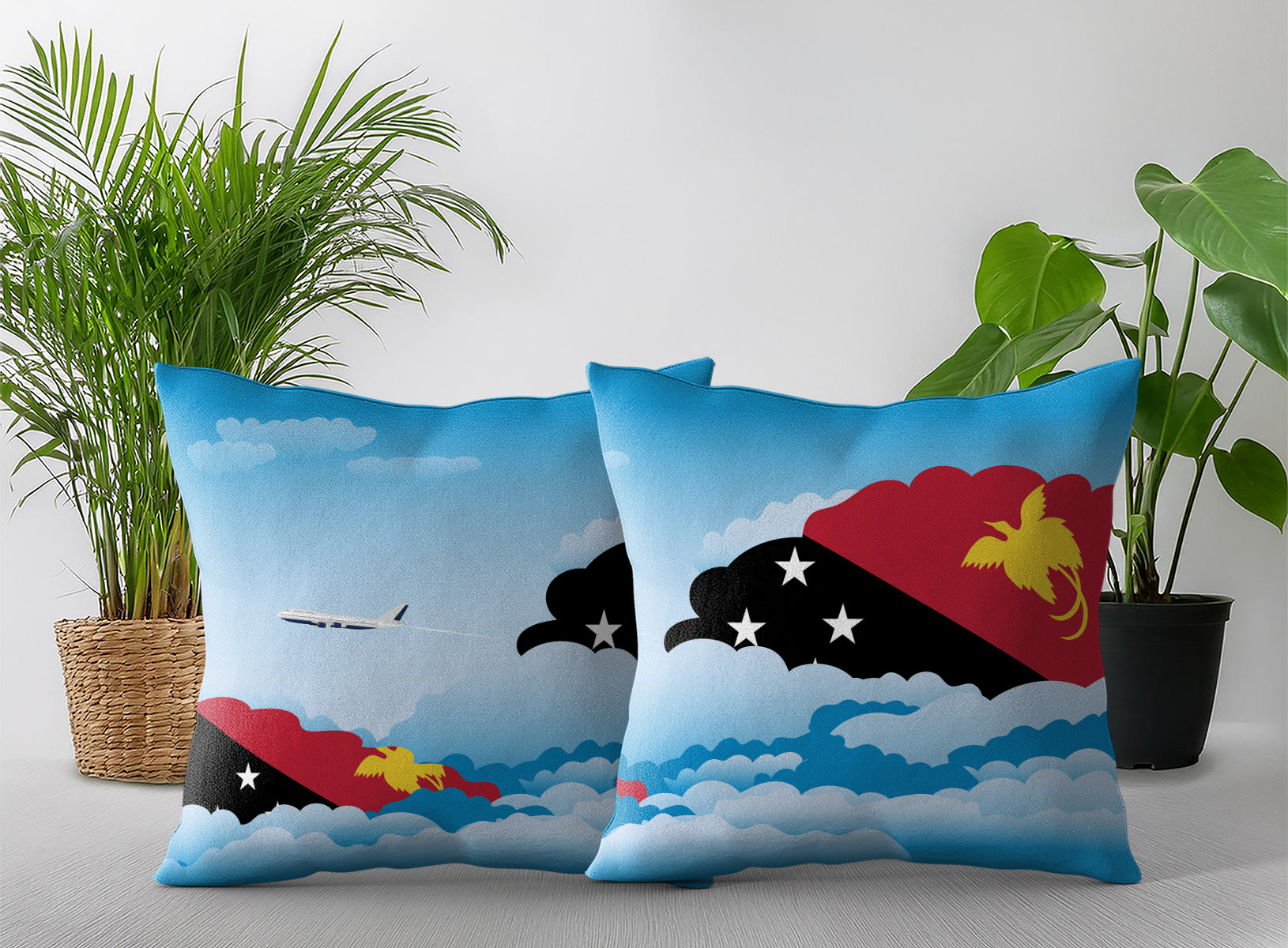 Papua New Guinea World Airplane Day Clouds Square & Rectangle Pillow Cases | Aviation Decorative Pillow Covers