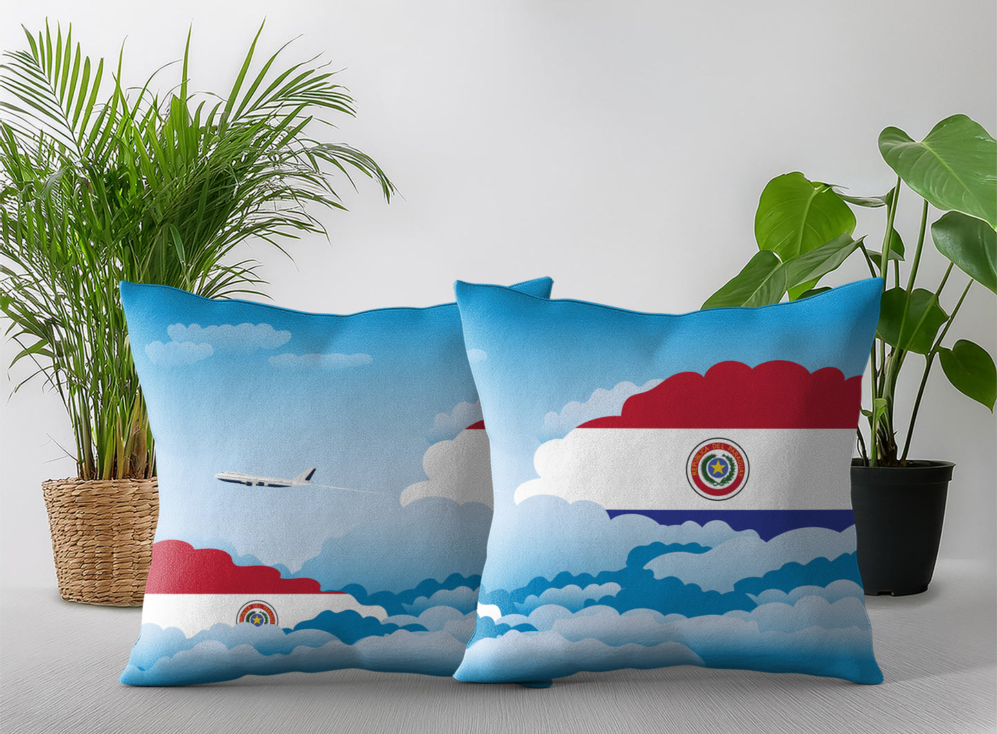 Paraguay World Airplane Day Clouds Square & Rectangle Pillow Cases | Aviation Decorative Pillow Covers