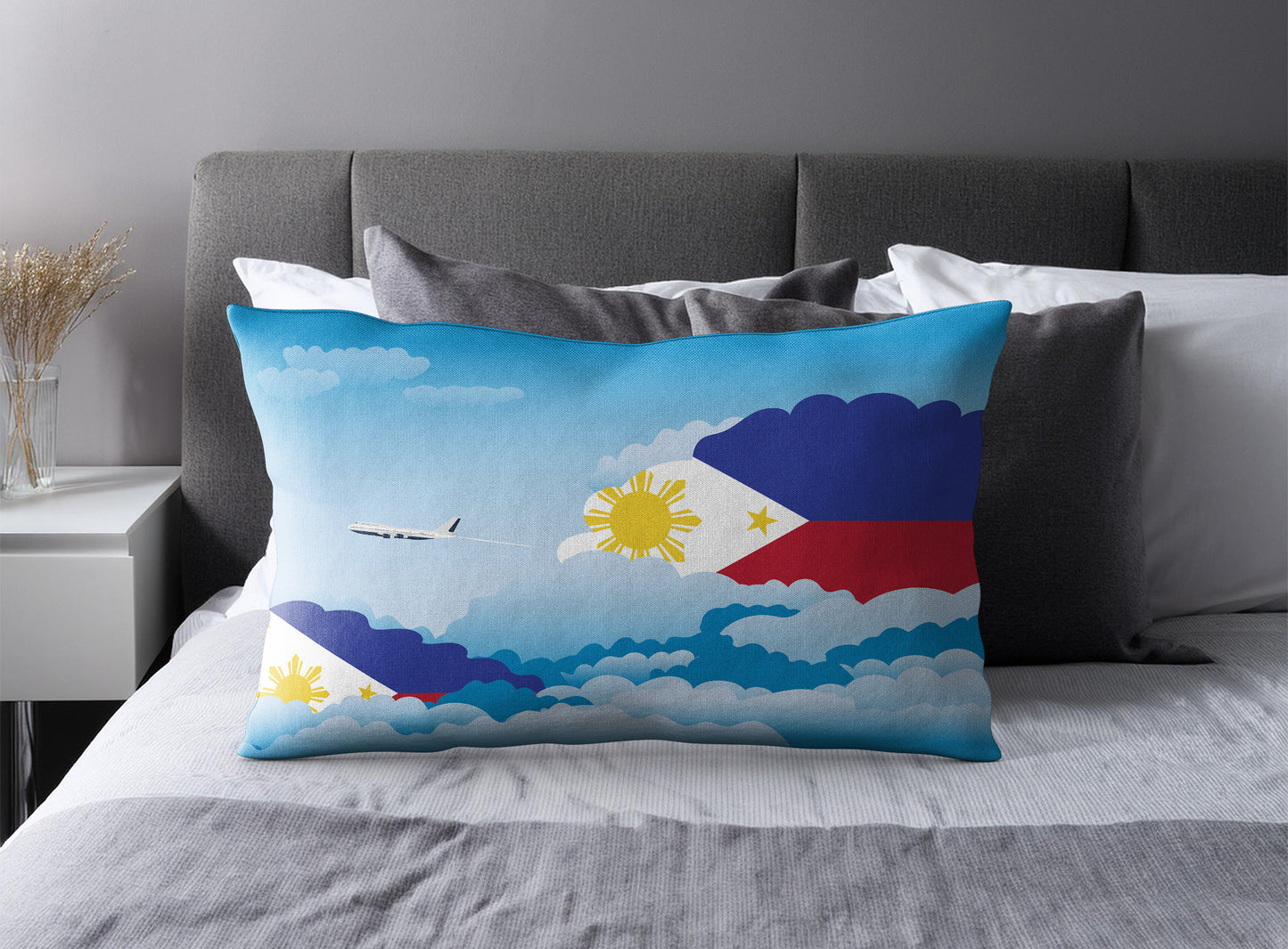 Philippines World Airplane Day Clouds Square & Rectangle Pillow Cases | Aviation Decorative Pillow Covers