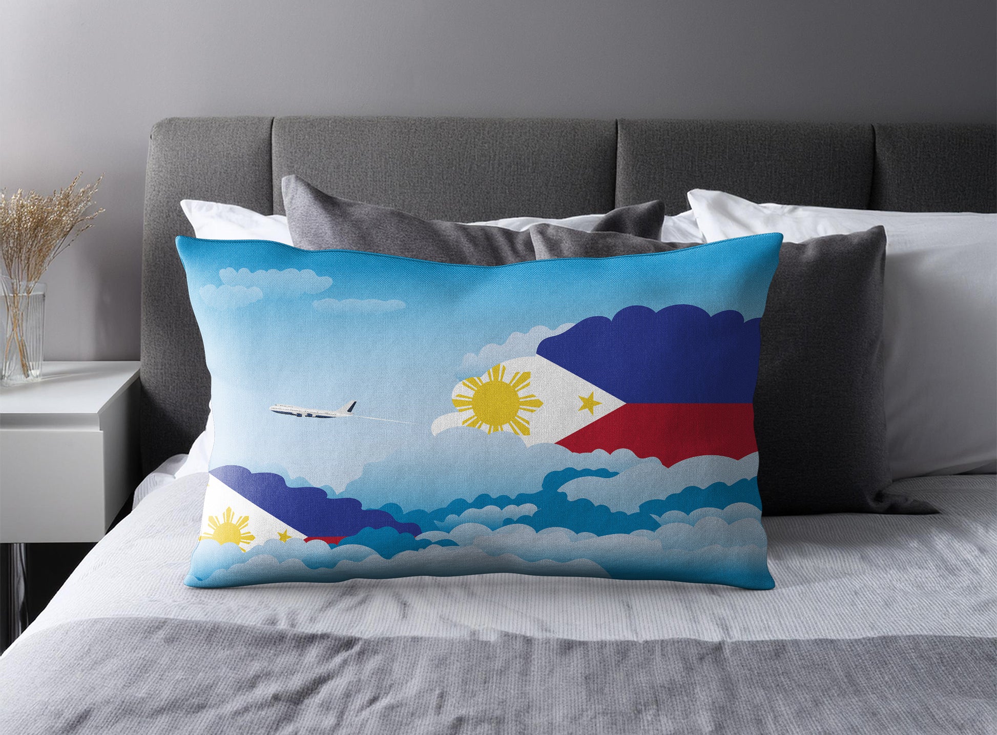 Philippines World Airplane Day Clouds Square & Rectangle Pillow Cases | Aviation Decorative Pillow Covers