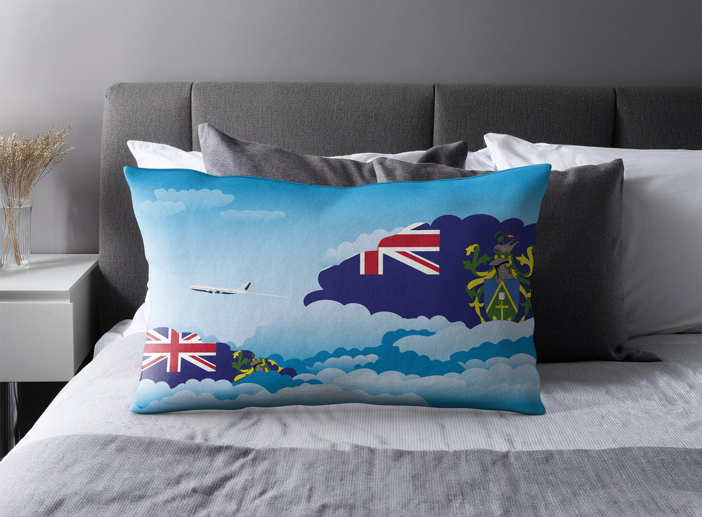 Pitcairn Islands World Airplane Day Clouds Square & Rectangle Pillow Cases | Aviation Decorative Pillow Covers