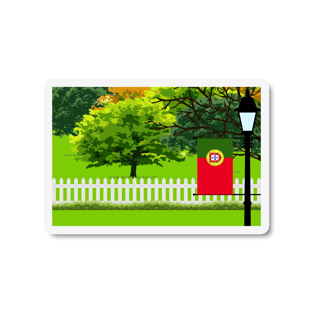 Portugal Trees Street Lamp Fridge Magnet