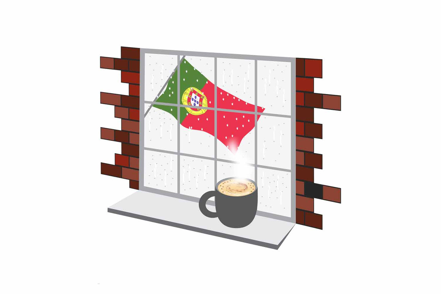 Portugal Coffee Rain Window Fridge Magnet