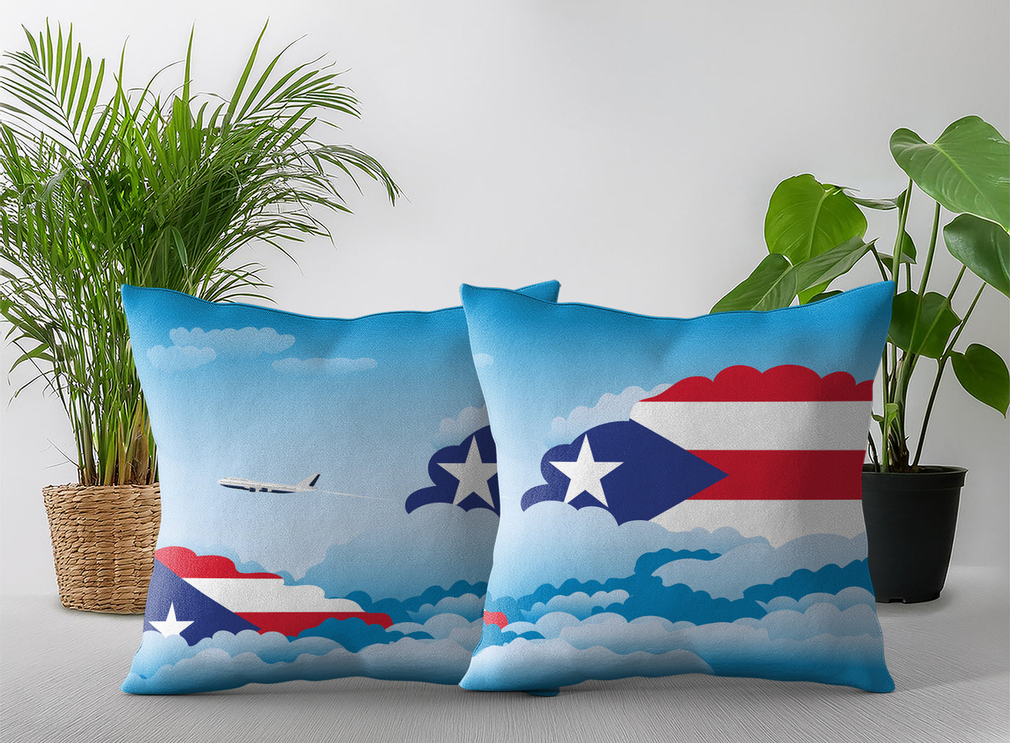 Puerto Rico Day Clouds Pillow Case and Pillow Throw