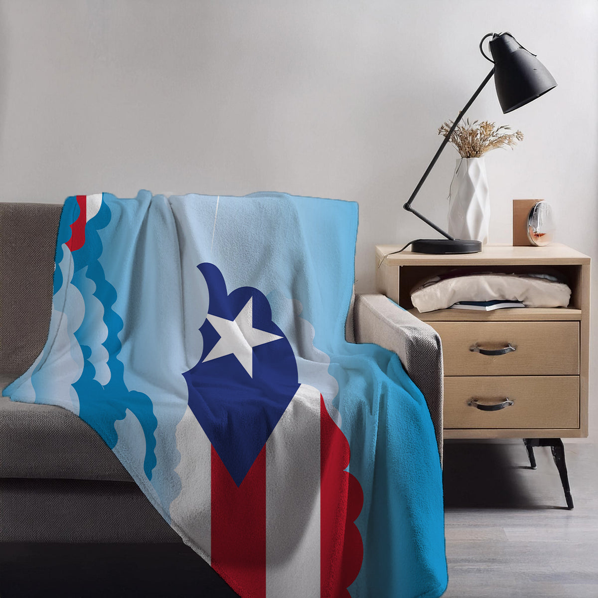 Puerto Rico Day Clouds Blankets & Throws | Soft Premium Blankets | City Posters Plus