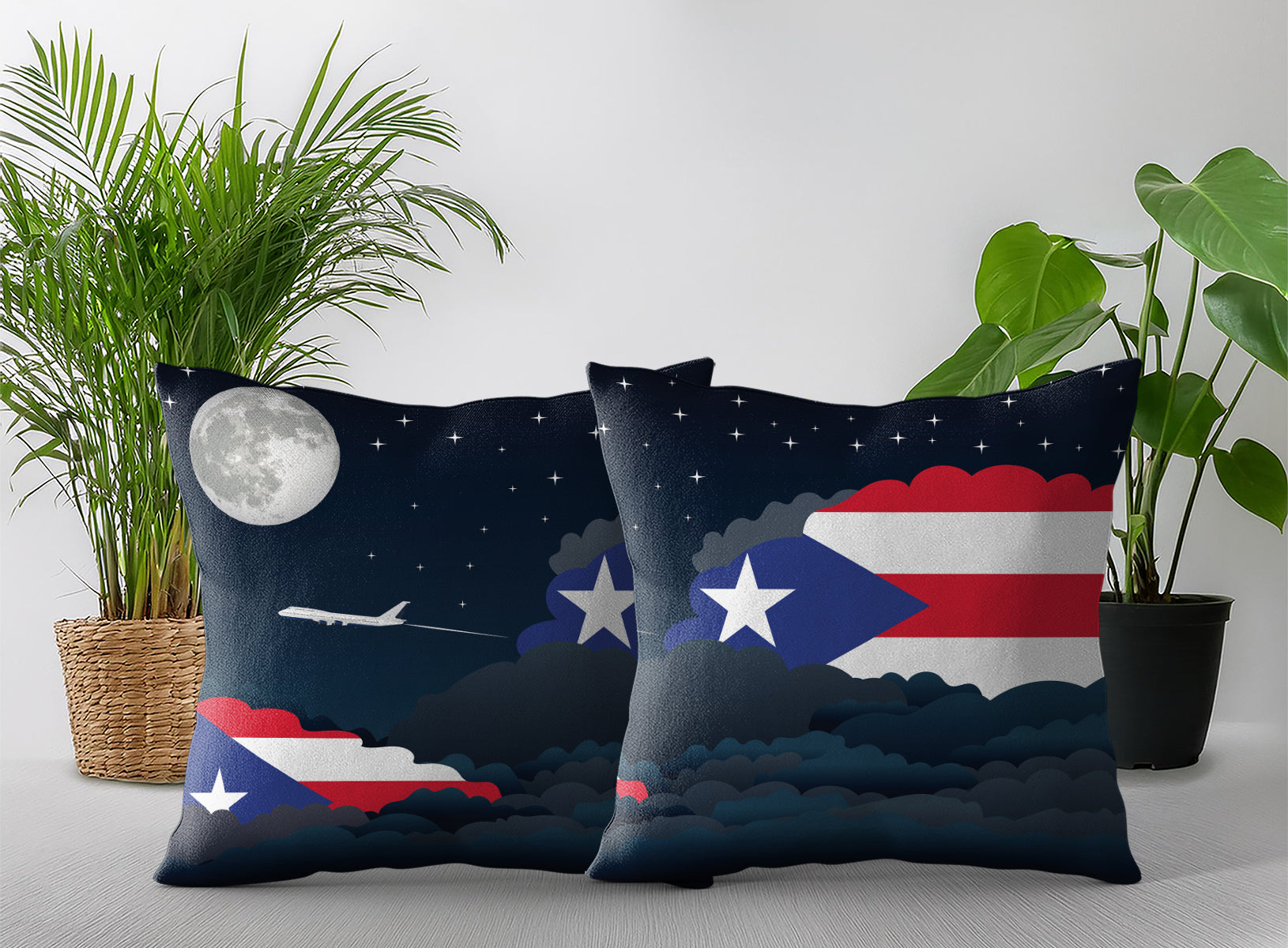 Puerto Rico Night Clouds Pillow Case and Pillow Throw