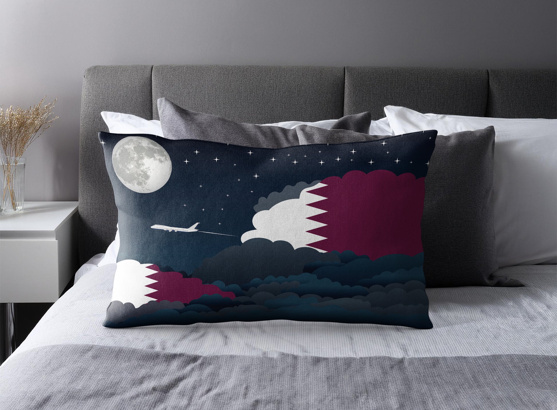 Qatar Night Clouds Pillow Case and Pillow Throw