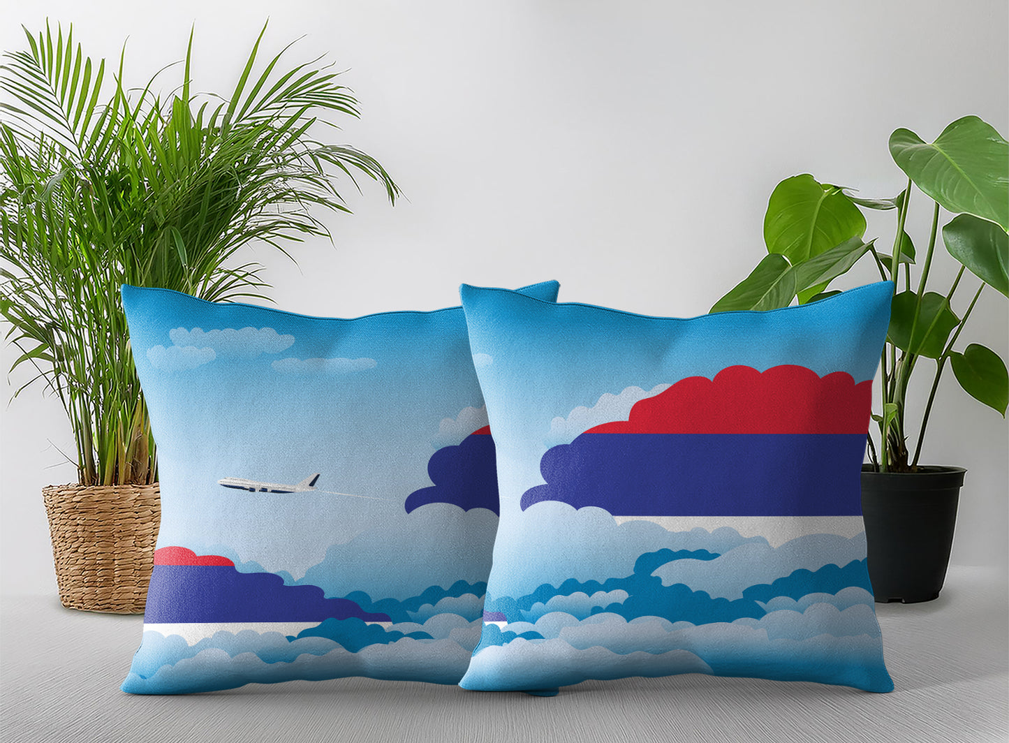 Republika Srpska World Airplane Day Clouds Square & Rectangle Pillow Cases | Aviation Decorative Pillow Covers