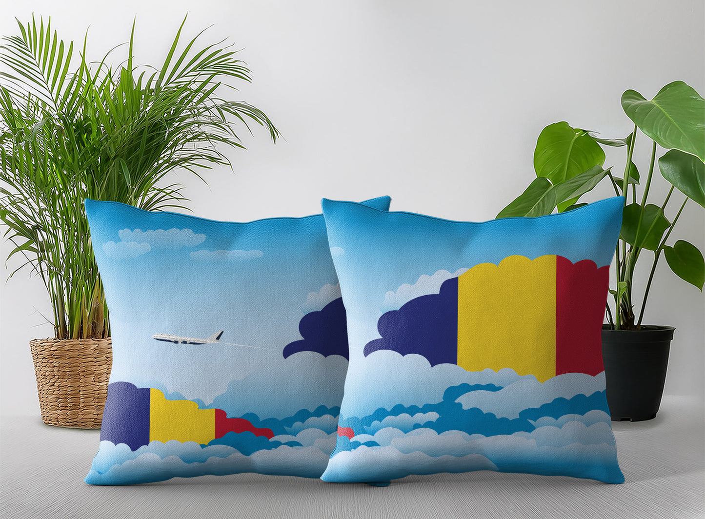 Romania Day Clouds Pillow Case and Pillow Throw