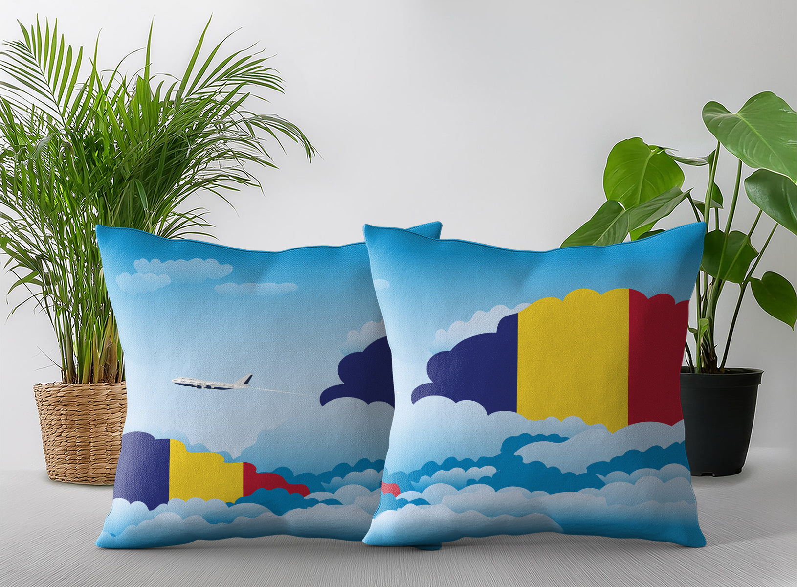 Romania World Airplane Day Clouds Square & Rectangle Pillow Cases | Aviation Decorative Pillow Covers